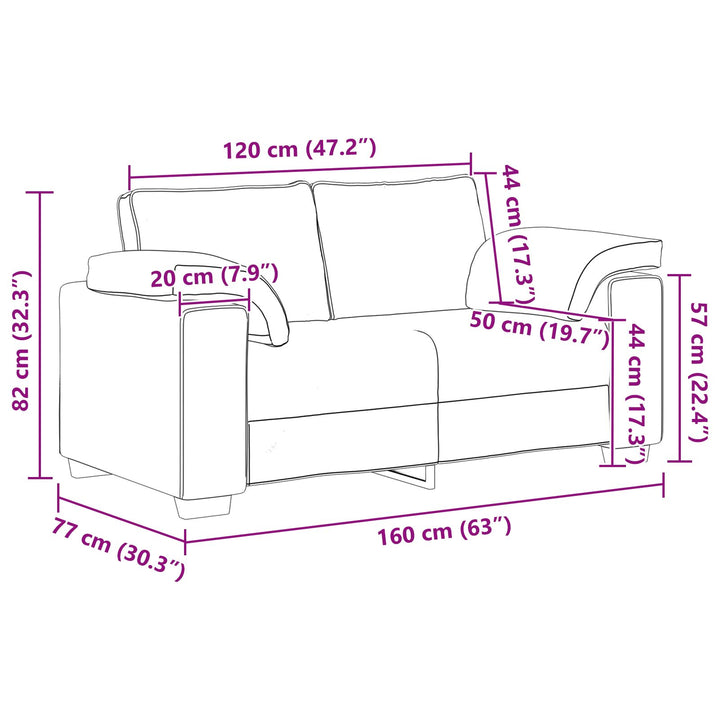 2 Personers Sofa Sæt med Puder Brun Stof