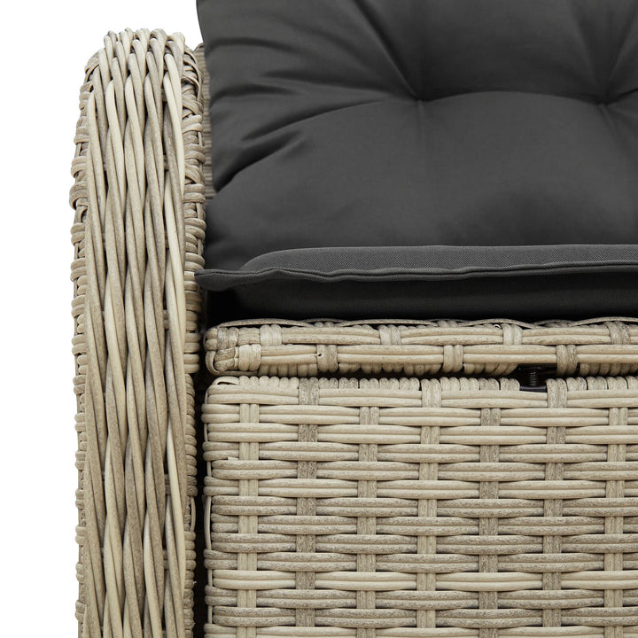 2-personers have sofa med opbevaring og puder lys grå poly rattan