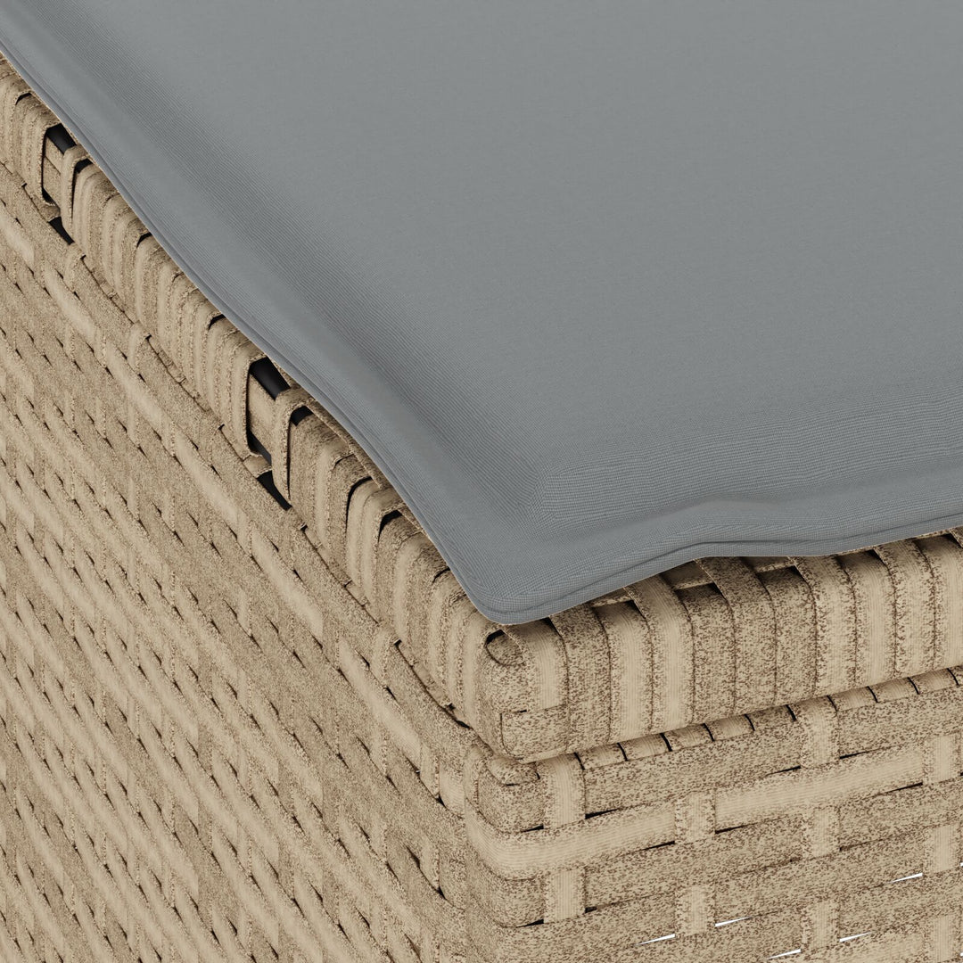 4 Deles Have Spisebordssæt med Puder Beige Poly Rattan Akacietræ