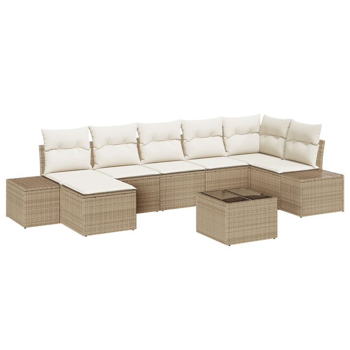 Have Sofa Sæt Sæt af 8 Beige og creme Rattan, polyesterhynder
