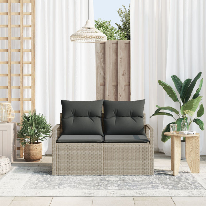 2-personers have-sofa med opbevaring og puder grå poly rattan