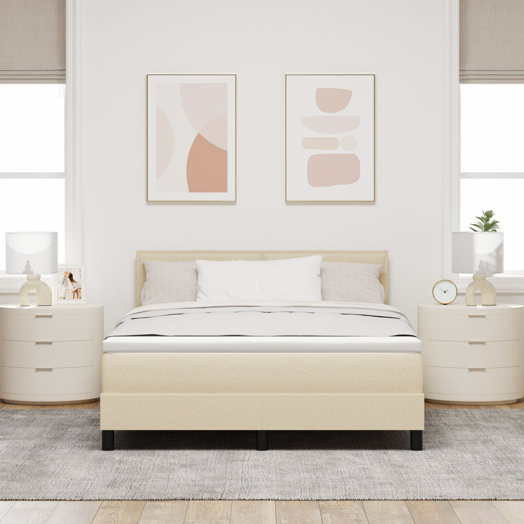Sengestel med madras Beige Stof 160 x 200 cm Sengemadras