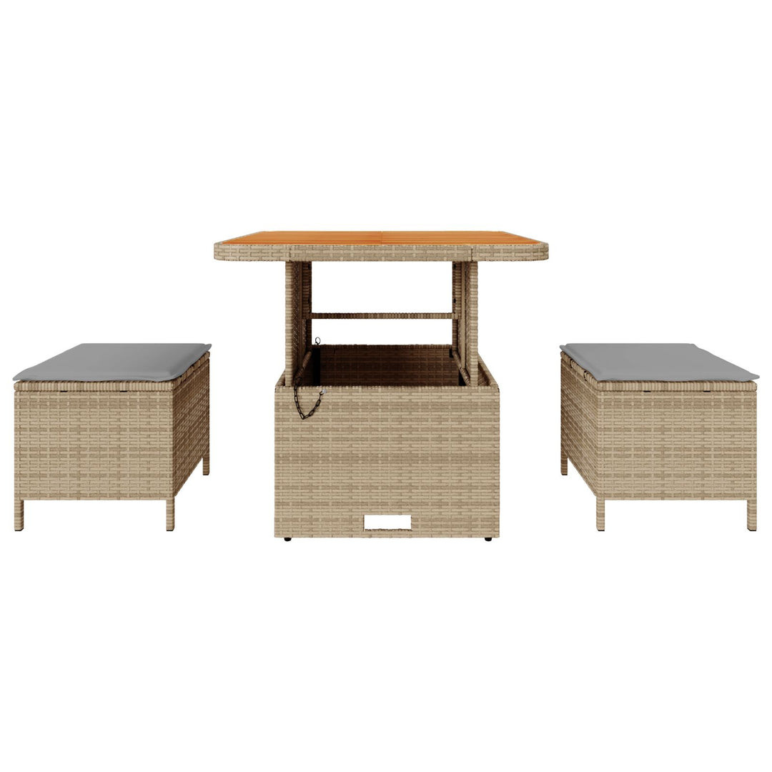 3-delt have spisesæt med puder Beige Poly Rattan Akacie
