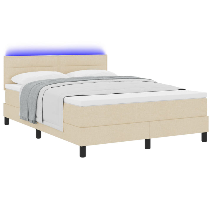 Sengestel med madras Beige Stof 140 x 200 cm Soveværelsesmøbler