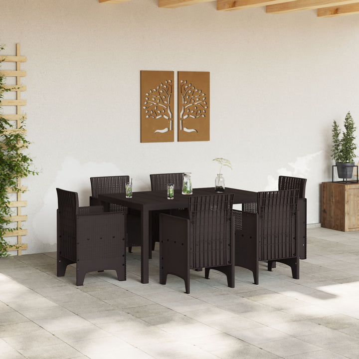 7 Deles Have Spisesæt Brun Poly Rattan