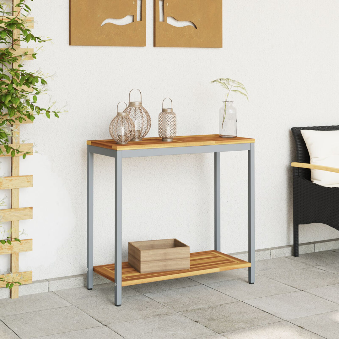 Udendørsbord Naturlig&Grå 35x80x75 cm Massivt Træ og Stål