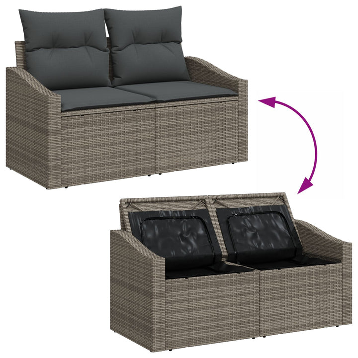 11 dele have sofa sæt med puder grå poly rattan