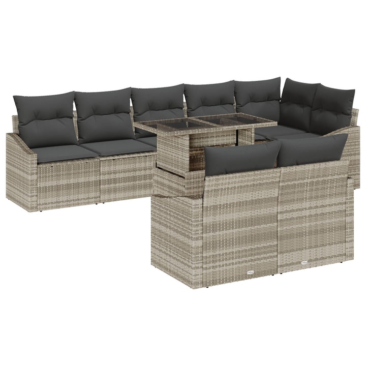 Havesofa sæt 9 del Grå Polyrattan Havesofa sæt Rektangulær