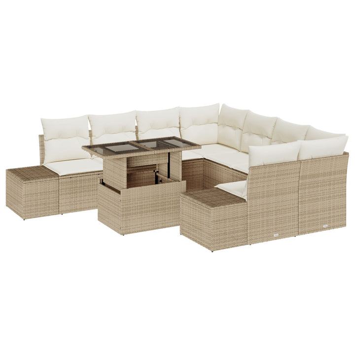 Have Sofa Sæt 9 Sæt Beige, Creme Rattan, Polyester Have Sofa