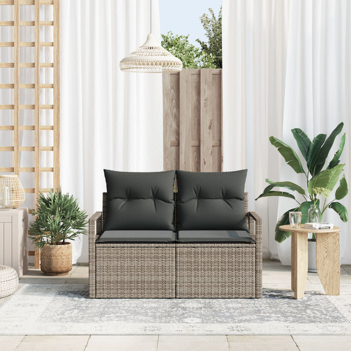 2-personers have sofa med opbevaring & puder grå poly rattan