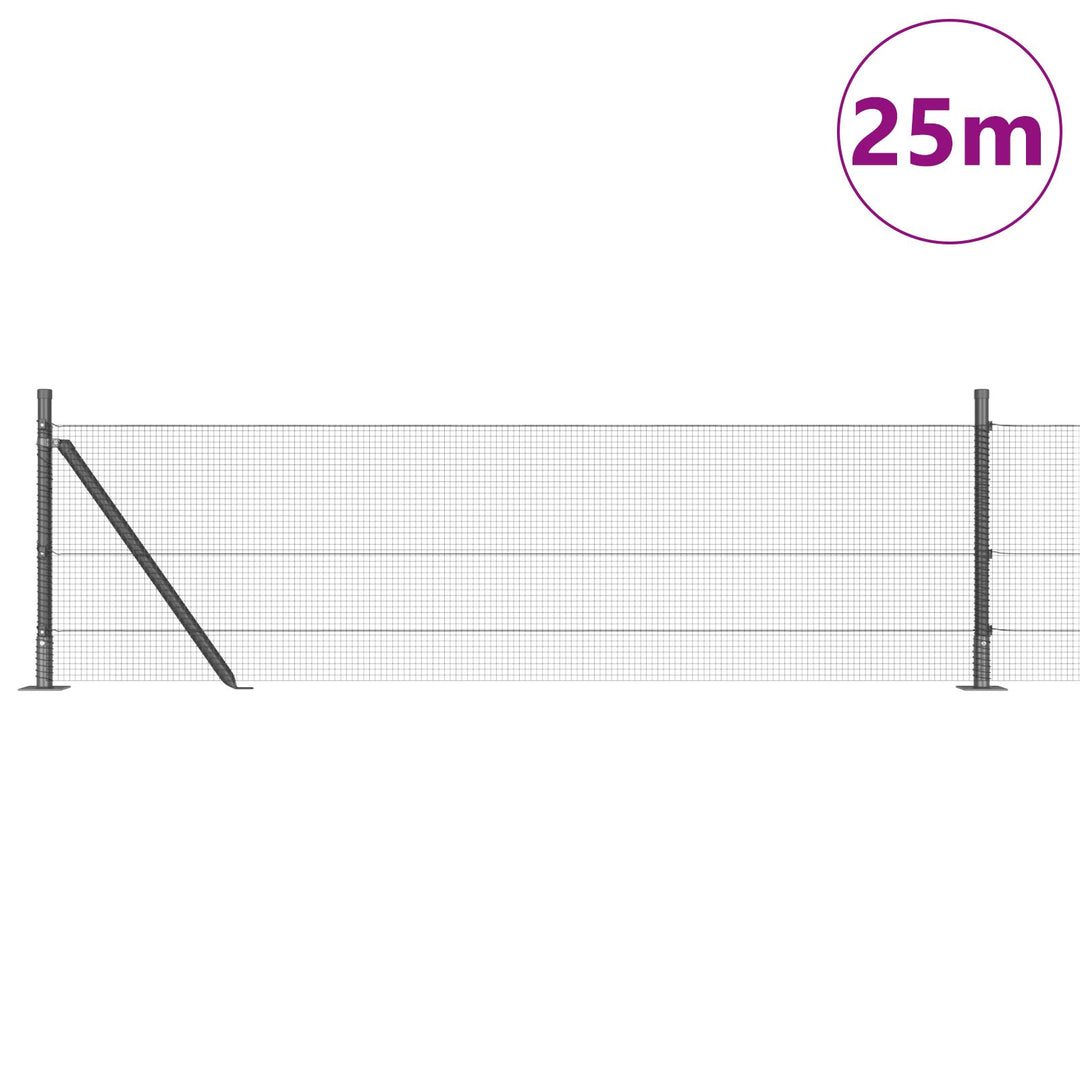 Welded Wire Fence med 13 flanged posters 0,6x25 m galvaniseret stål