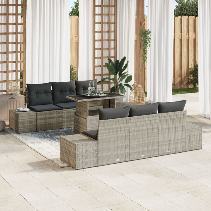 Have Sofa Sæt Sæt af 7 Beige PE rattan Udendørs Bord