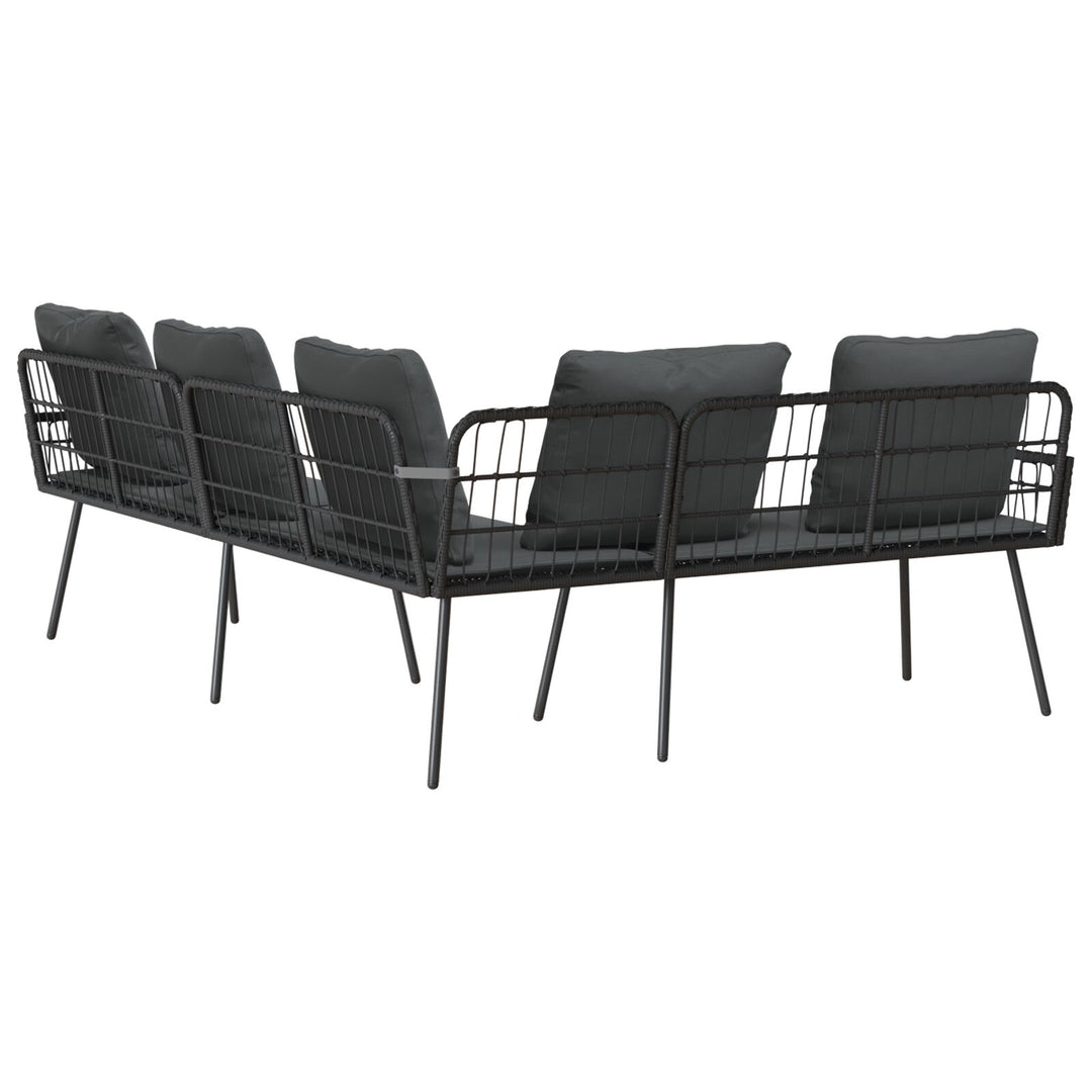 L-formet sofa Sort 231x173x78 cm Poly Rattan