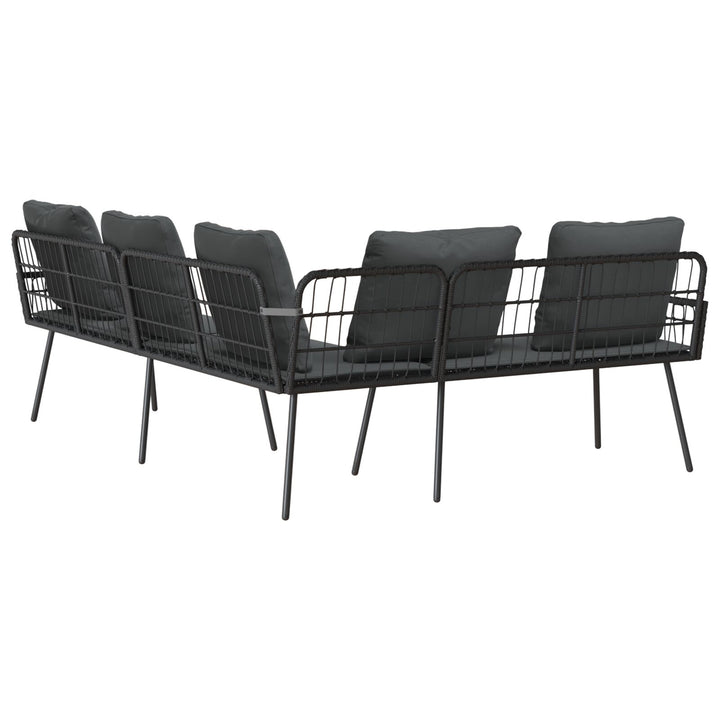 L-formet sofa Sort 231x173x78 cm Poly Rattan