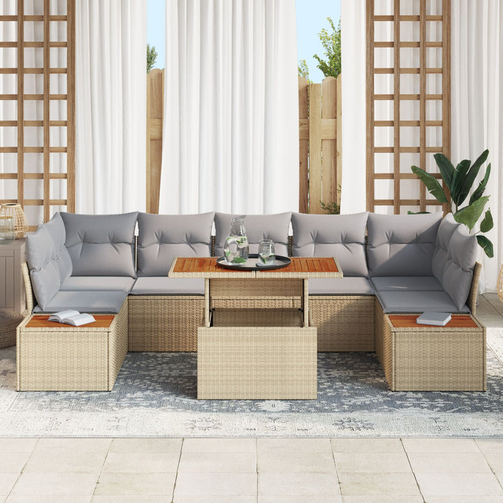 Have Sofa Sæt Sæt af 8 Beige Rattan 8 Personers Have Spisesæt