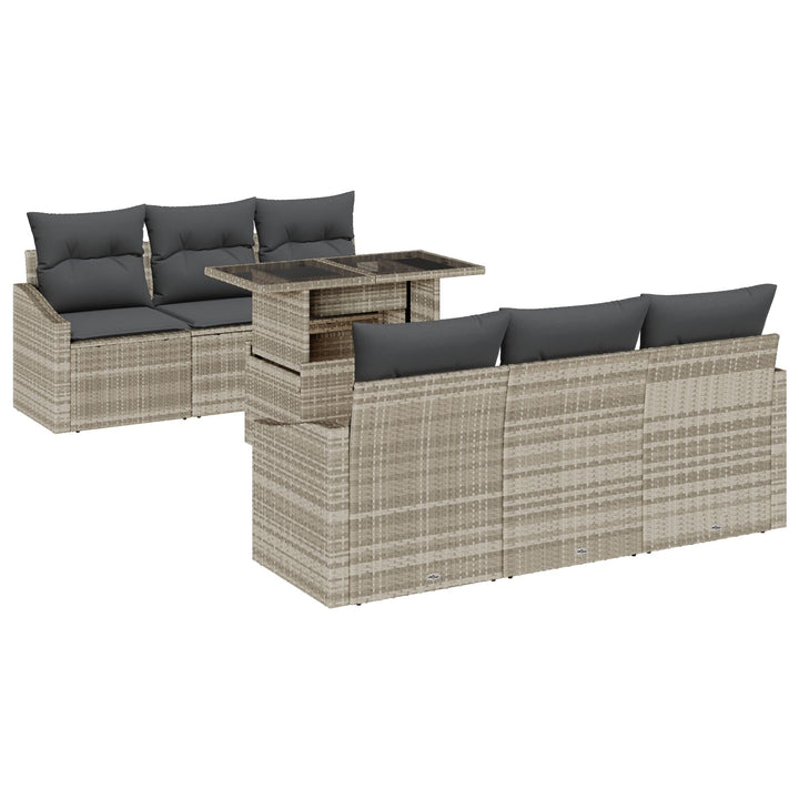 have sofa sæt Sæt af 7 Beige Rattan Have sofa sæt Rektangulær