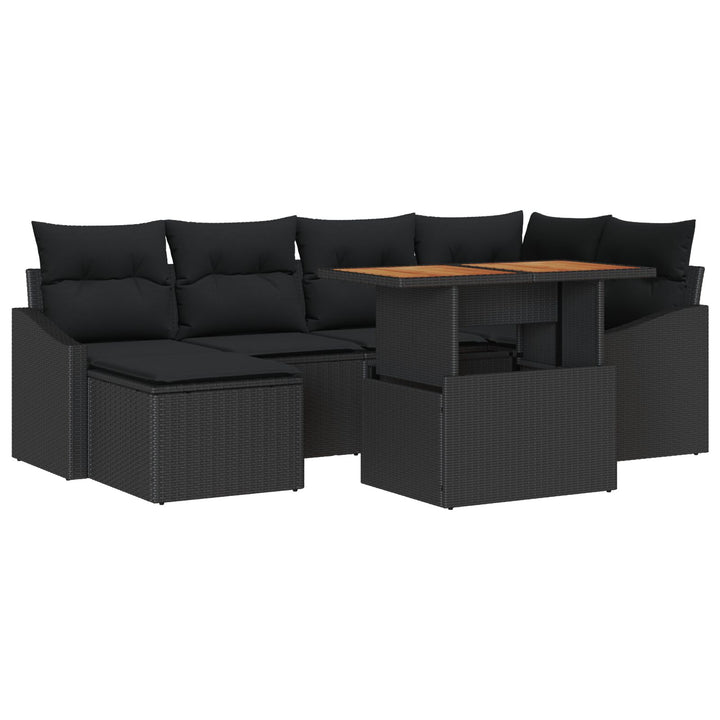 Have Sofa Sæt 7 Stk Sort Rattan Have Dining Set Rektangulær