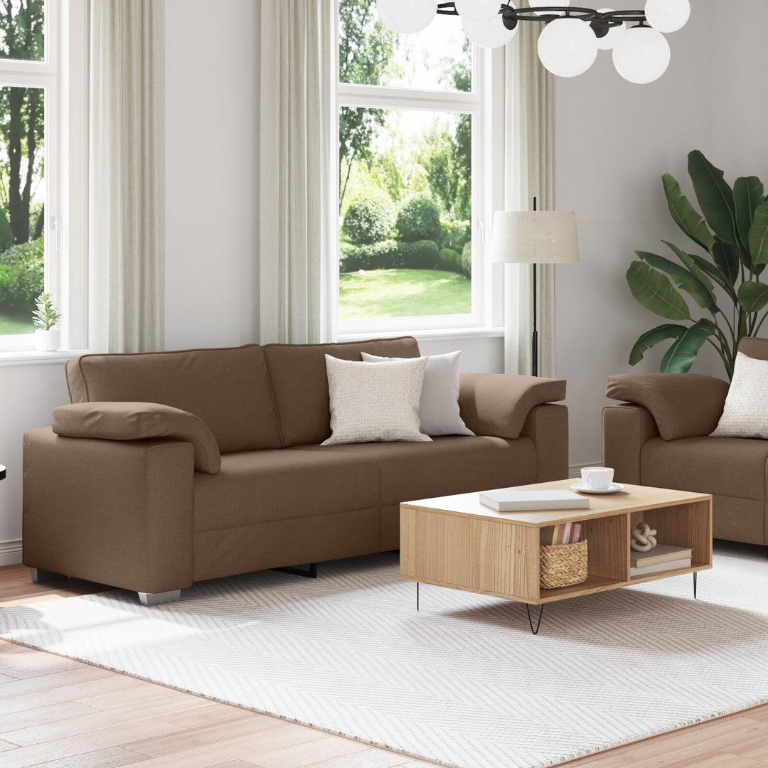 2 Personers Sofa Sæt med Puder Brun Stof
