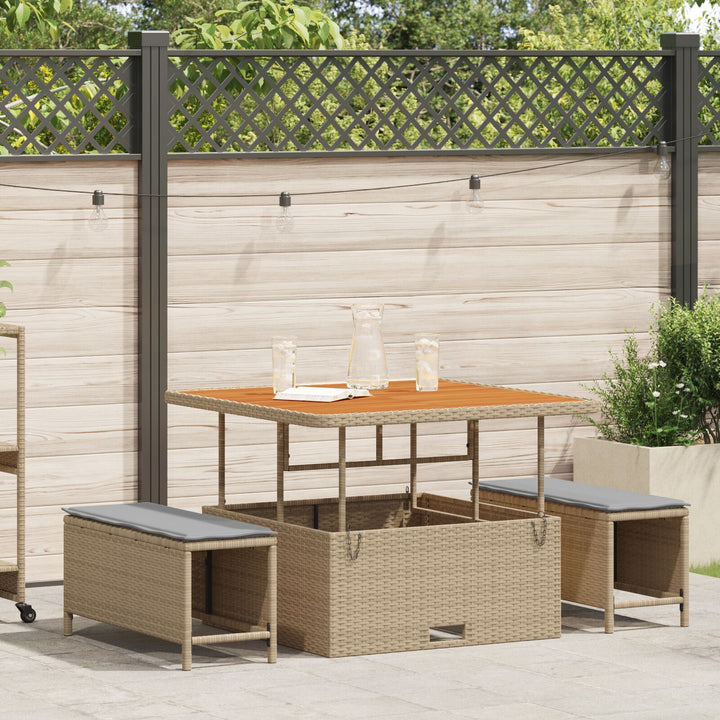 3-delt havemøbelsæt med puder Beige Poly Rattan Akacie