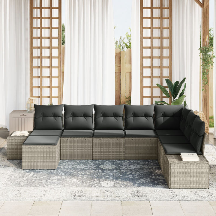 Have Sofa Sæt 8 Dele Lysegrå Rattan, Polyester puder