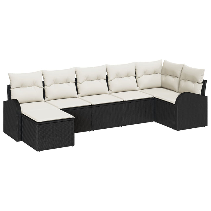 Have Sofa Sæt 7 Deles Sort og Beige Polyethylen Rattan
