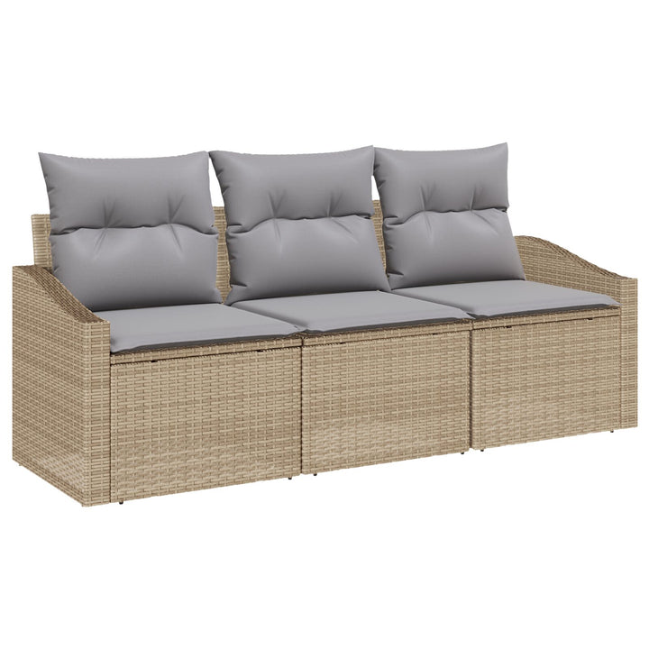 Havesofa sæt Sæt af 3 Lysegrå, Beige Rattan, Polyester puder