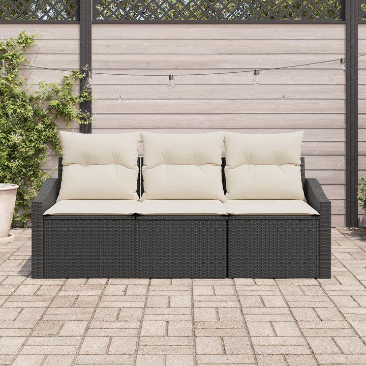 Havemøbel sæt Sæt af 3 Sort Rattan Udendørs sofa Rektangulær
