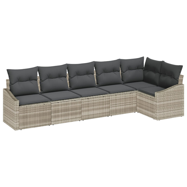 Havesofa Sæt 6-delt Grå PE Wicker Havesofa Stol Rektangulær