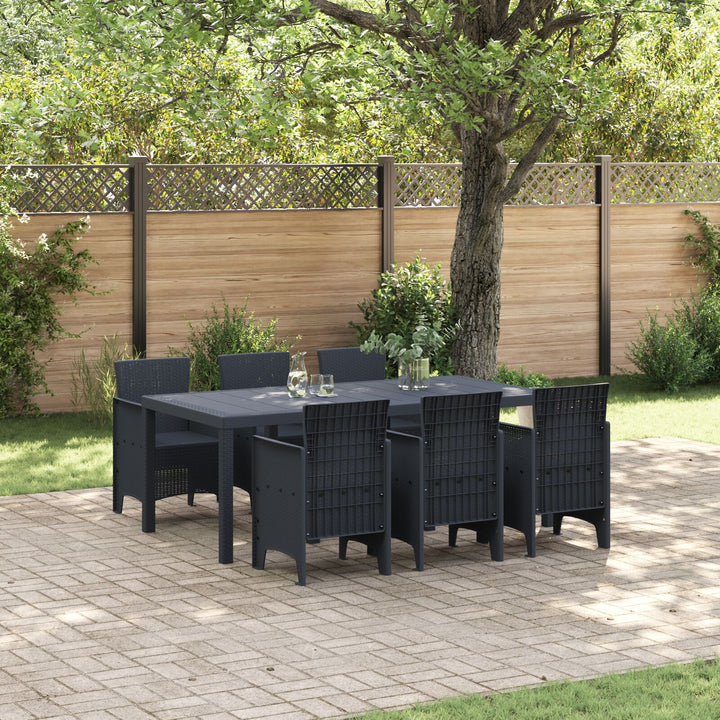 7 Dele Havespisemøbel Antracit Poly Rattan