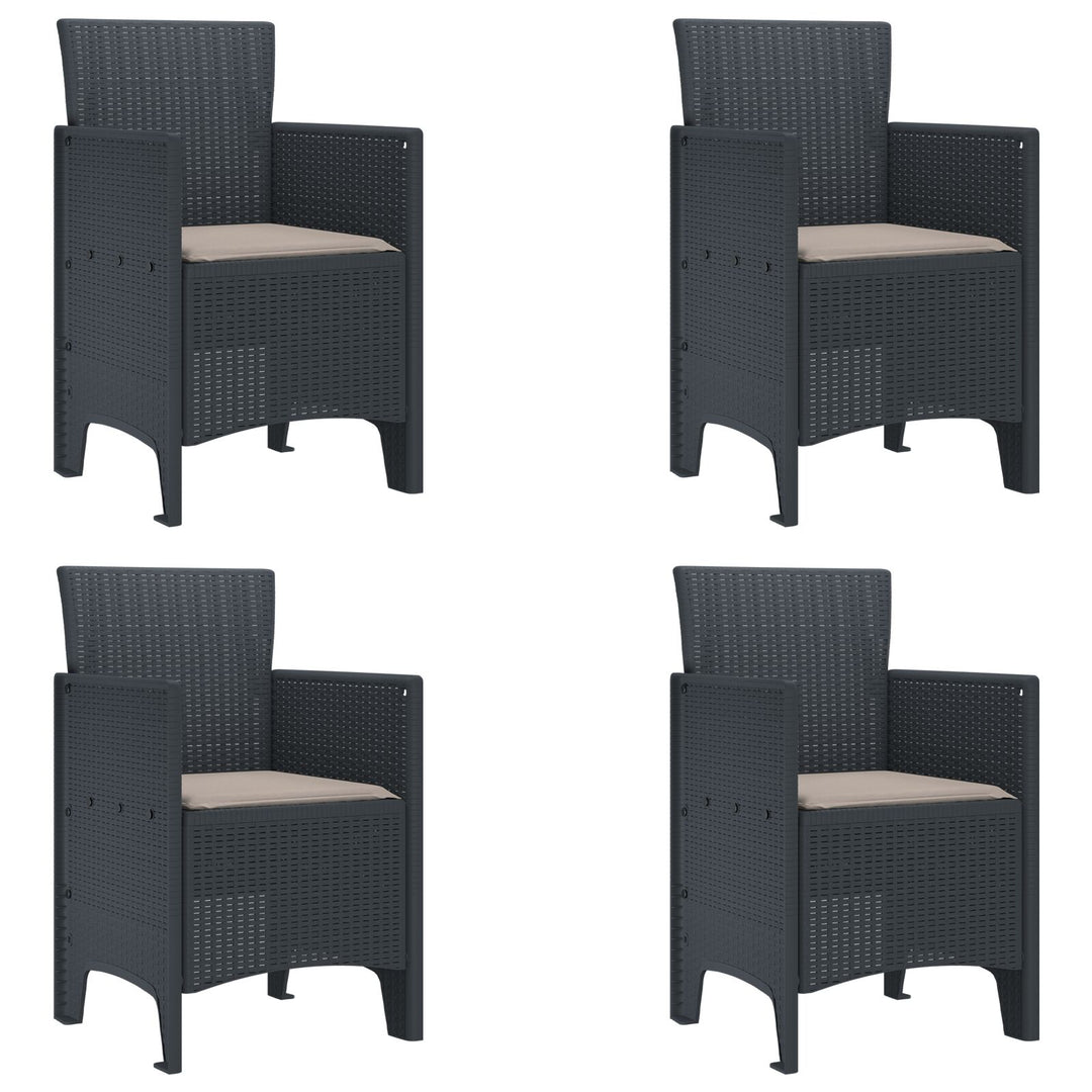 5 Stykker Have Spisestel med Puder Antracit Poly Rattan