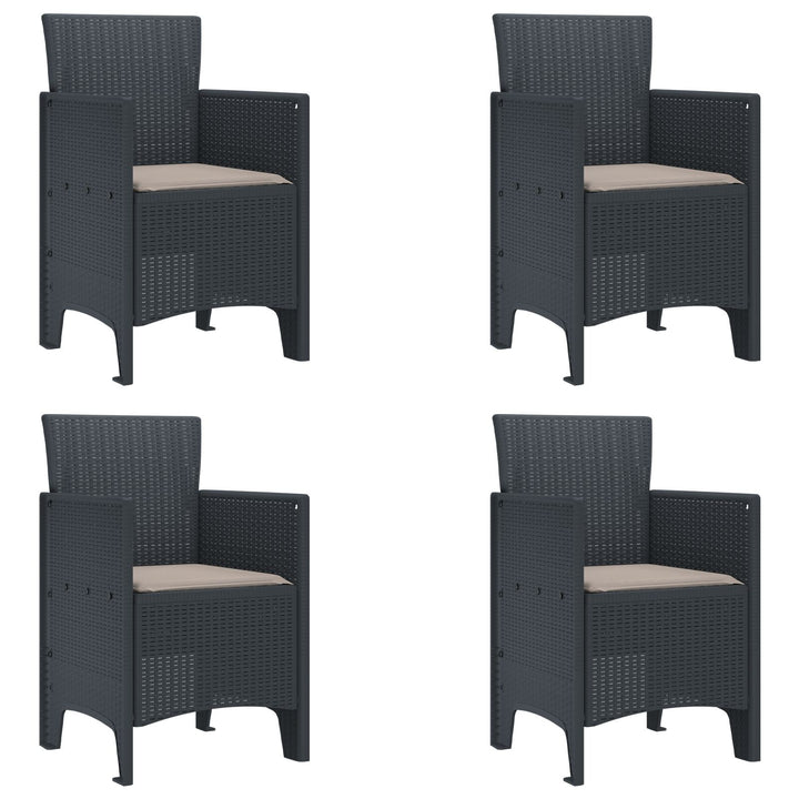 5 Stykker Have Spisestel med Puder Antracit Poly Rattan