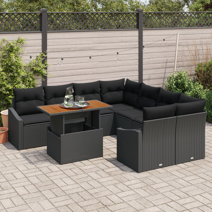 Havnesofa Sæt Sæt af 9 Sort Poly Rattan, Stål Havnesofa
