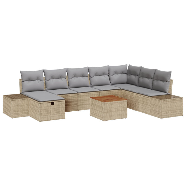 Havnesofa sæt 9 dele Beige Polyrattan Havnesofa sæt Rektangulær