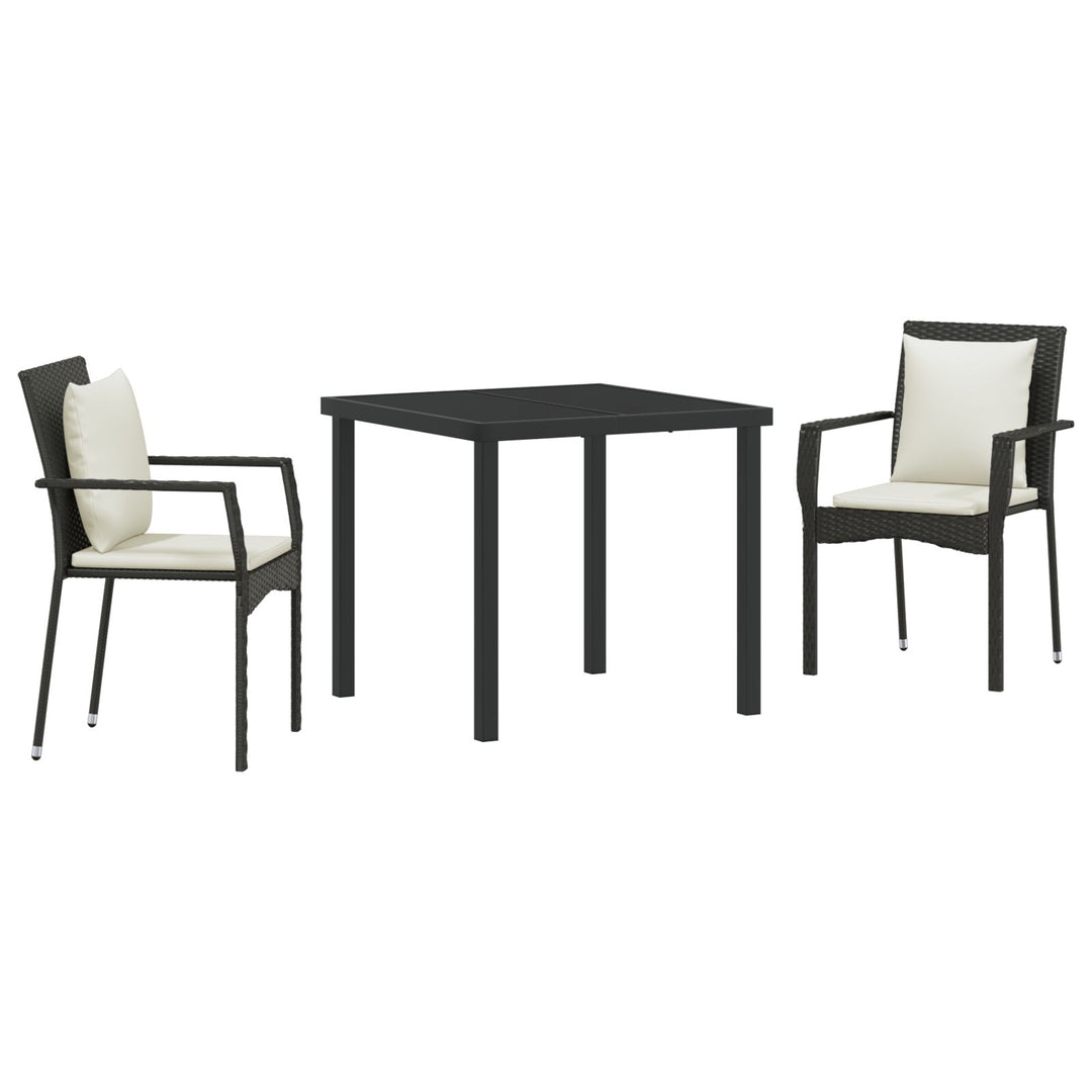 3-delt Have Spisesæt med puder Sort Poly Rattan