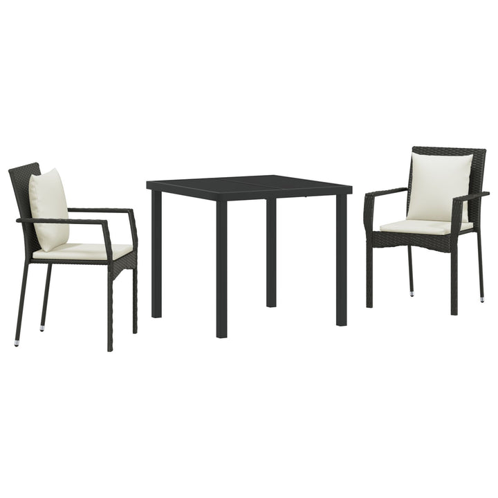 3-delt Have Spisesæt med puder Sort Poly Rattan