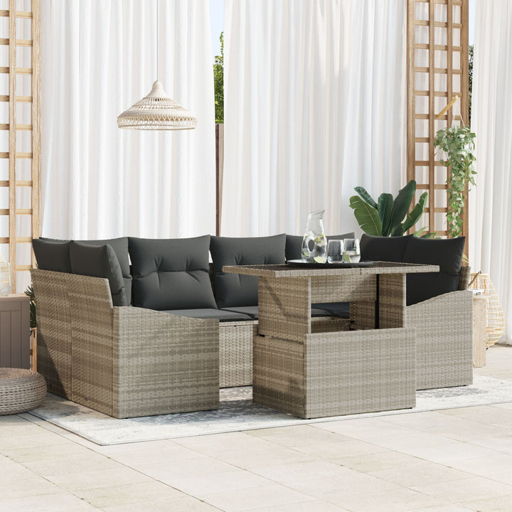 have sofa sæt 7 dele Beige og mørkegrå Rattan og polyester