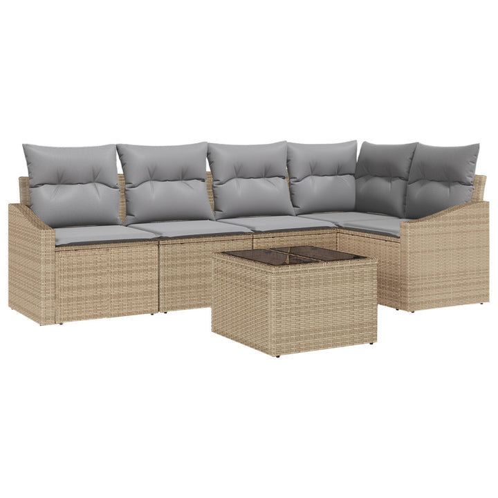 Havemøbel Sæt Sæt af 6 Beige og Grå Rattan Udendørs modulsofa