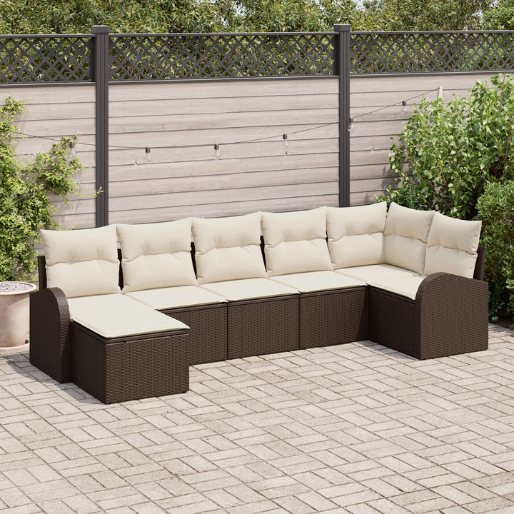 Have Sofa Sæt 7 Dele Brun Rattan Have Sofa Rektangulær