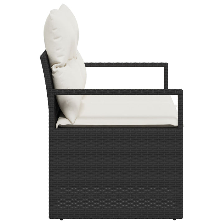 2-personers hav sofa med puder sort poly rattan