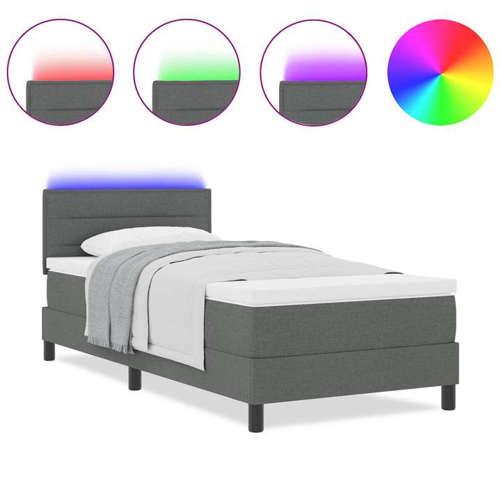 Sengestel med Madras Grå Stof 100 x 200 cm Box Spring Seng