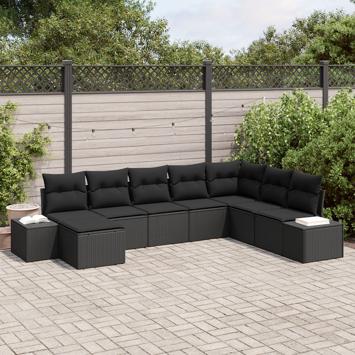 Have Sofa Sæt Sæt af 8 Sort Poly Rattan Udendørs Sofa