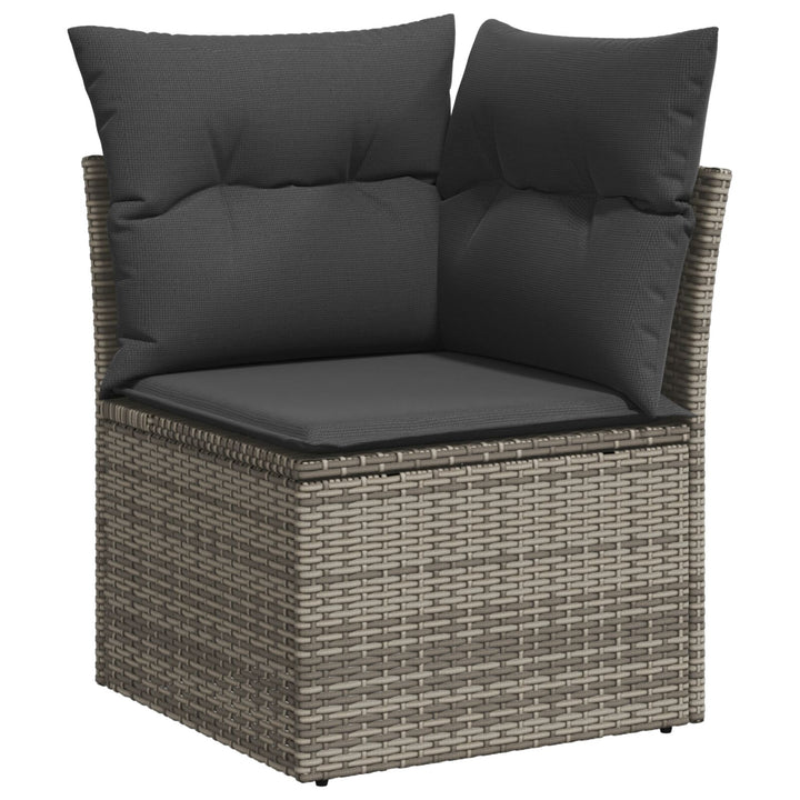 10 dele have sofa sæt med puder grå poly rattan
