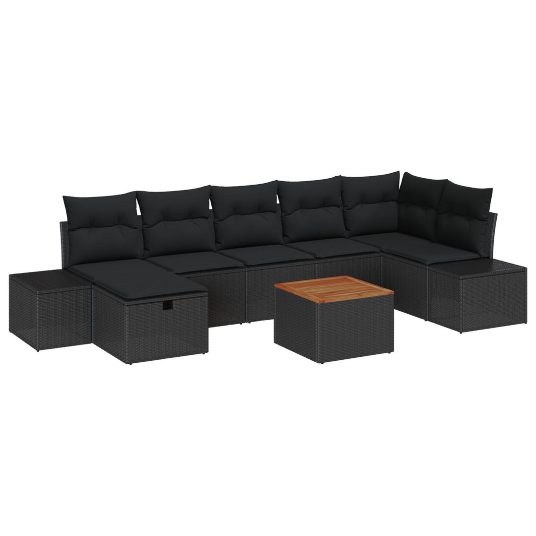 Have Sofa Sæt 8 Dele Sort, Brun Rattan, Træ Have Sofa Sæt