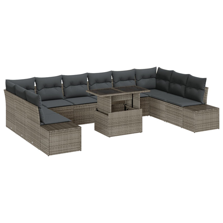Have Sofa Sæt 11 Dele Grå Rattan, Polyester Puder Udendørs Sofa