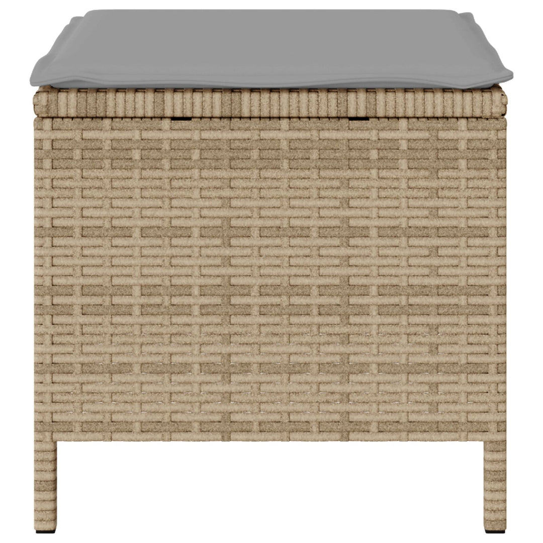 4 Deles Have Spisebordssæt med Puder Beige Poly Rattan Akacietræ