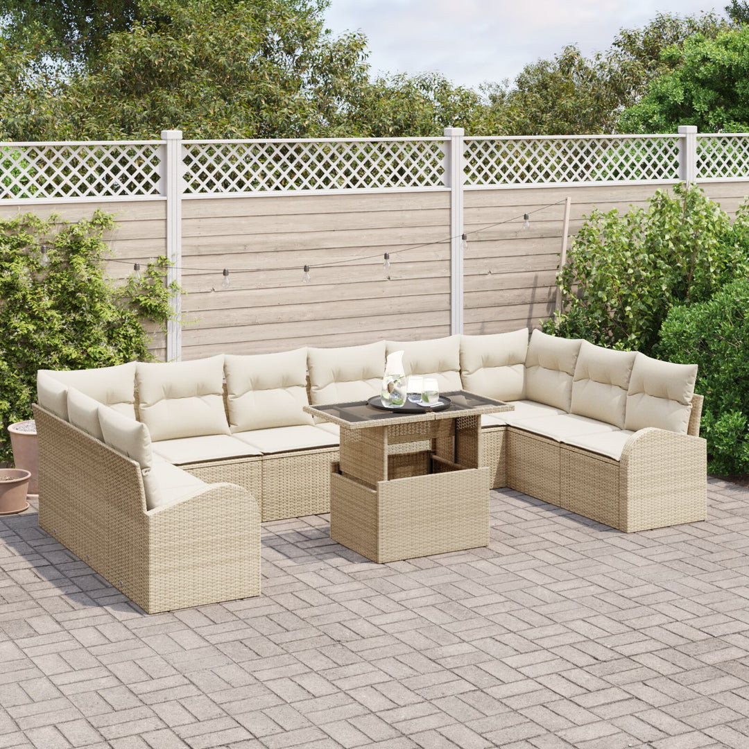 11-Personers Have Sofa Sæt med Hynder Beige Poly Rattan