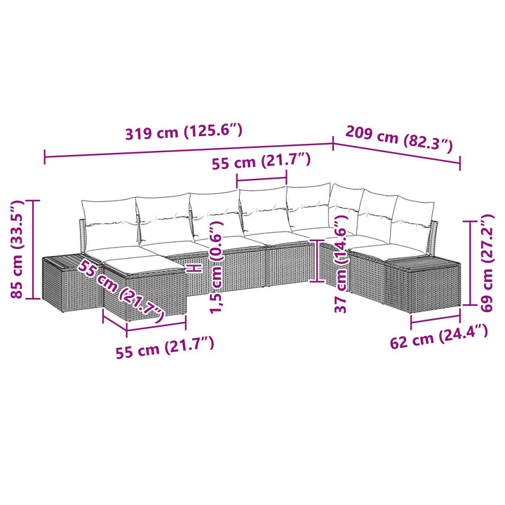 Have Sofa Sæt Sæt af 8 Sort Poly Rattan Udendørs Sofa
