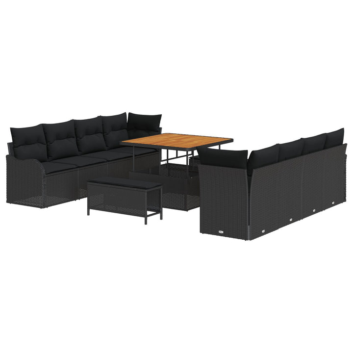 11-styks have sofasæt med puder sort poly rattan akacie, vidaXL 2-personers have sofa med puder sort poly rattan, vidaXL 3-styks have spisestedsæt med puder sort poly rattan akacie