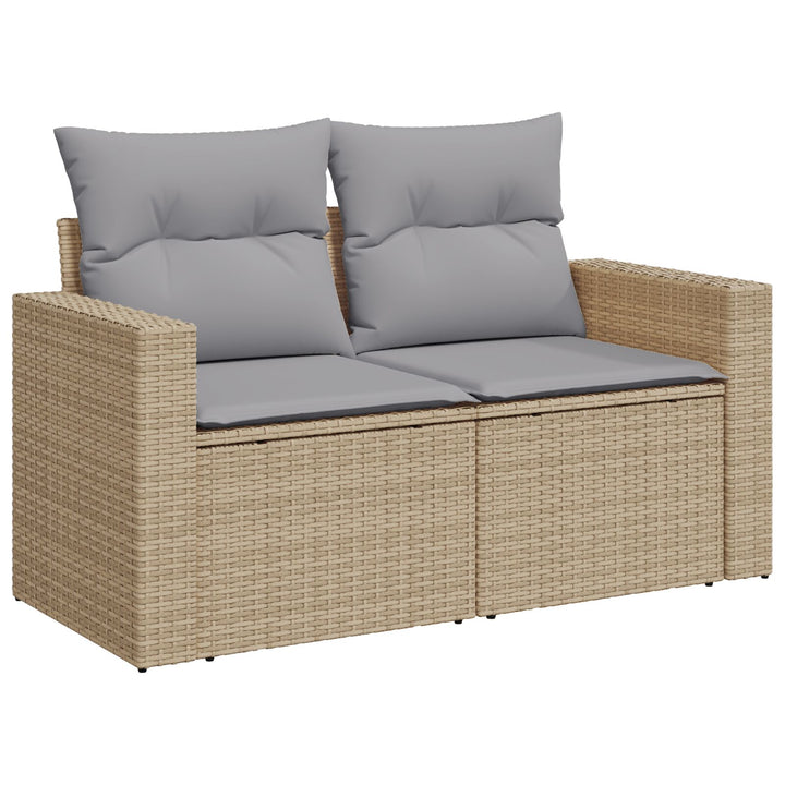 10 Stykker Havemøbel Sæt med Hynder Beige Poly Rattan Akacia, vidaXL 3 Stykker Havemøbel Sæt med Hynder Beige Poly Rattan Akacia