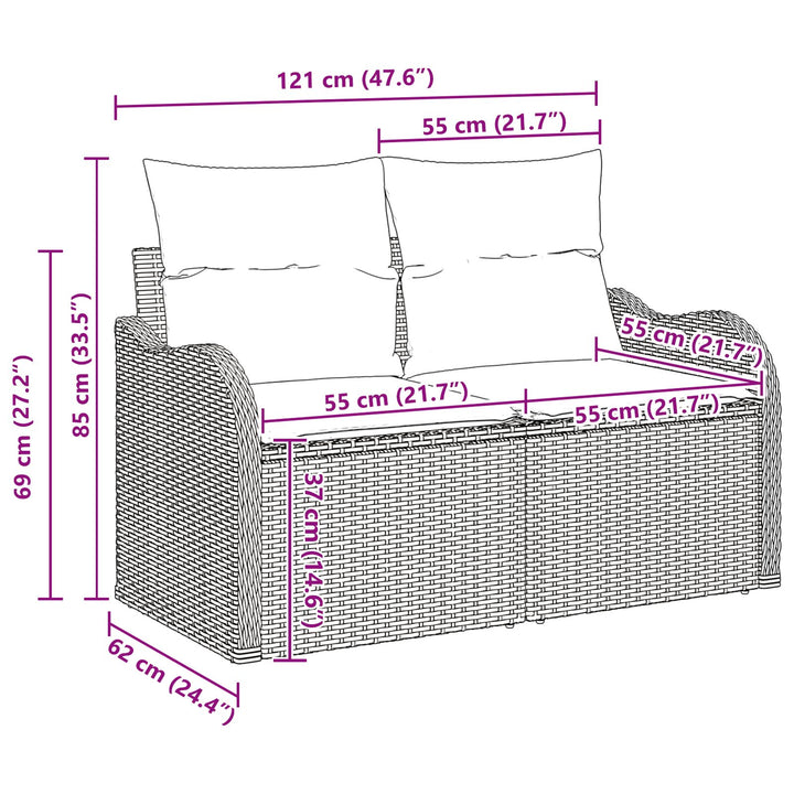 3 Styk Have Sofa Sæt med Puder Sort Poly Rattan